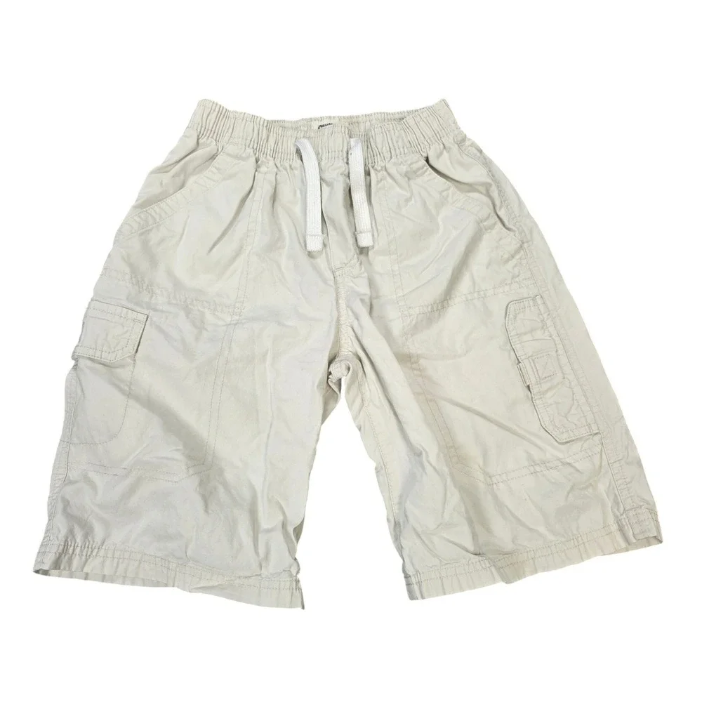 OshKosh Bgosh Cargo Shorts Boy's Size 8 Cream Cotton Elastic Waist